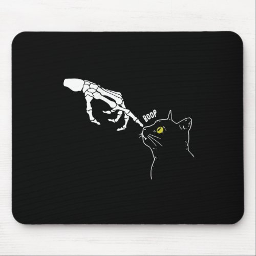 Womens Spooky Boop Skeleton Hand Touch Nose Cat Ha Mouse Pad