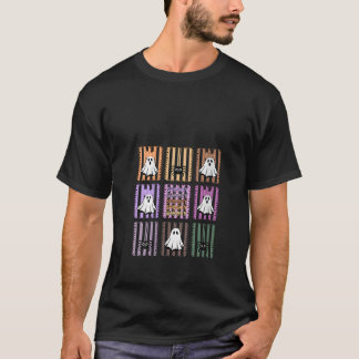 Womens Spooky Ghosts And Cute Spider Design V Neck T-Shirt