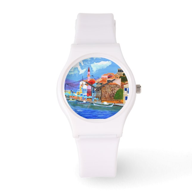 Women's Sporty White Silicon Watch (Front)