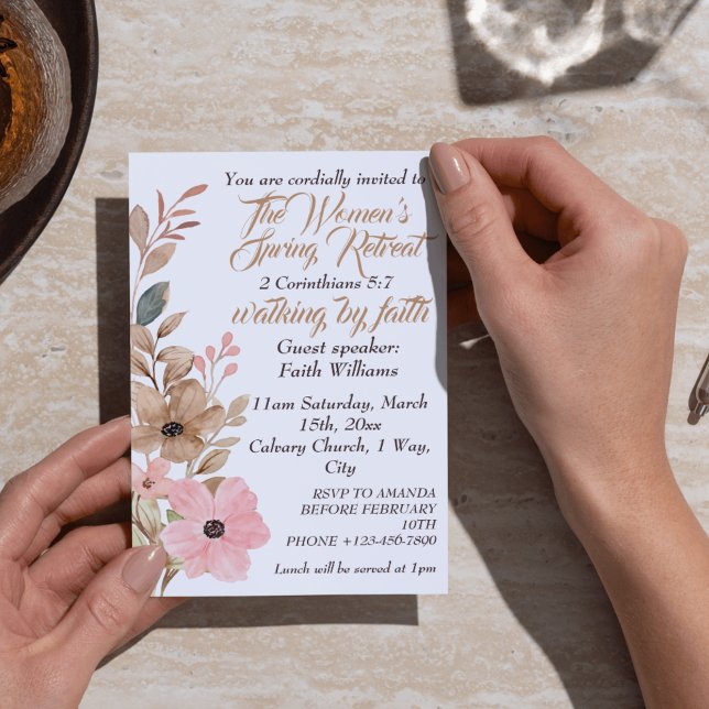 Women's Spring Retreat Pink Floral Boho Christian  Invitation (Women's Spring Retreat Pink Floral Boho Christian Invitation
)