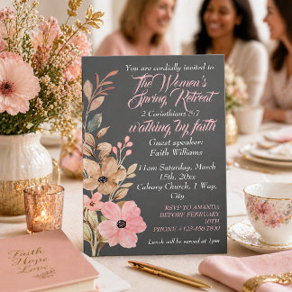Women's Spring Retreat Wildflower Pink Christian Invitation