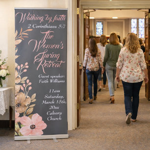 Women's Spring Retreat Wildflower Pink Christian Retractable Banner