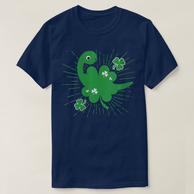 Womens St Patricks Day Brontosaurus Dinosaur Shamr T-Shirt (Design Front)