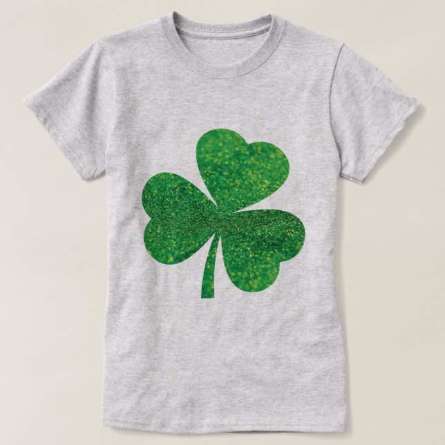 Women's St. Patrick's Day Glitter Shamrock Tee – F (Design Front)