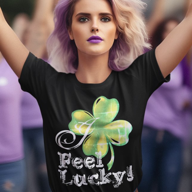 Women's St. Patrick's Day Shamrock Green and Black T-Shirt (Creator Uploaded)