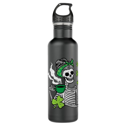 Womens St Patricks Day Woman Skull Coffee Saint Pa Stainless Steel Water Bottle