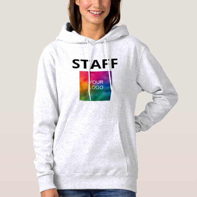 Womens Staff Ash Grey Hoodies Member Logo Here (Front)