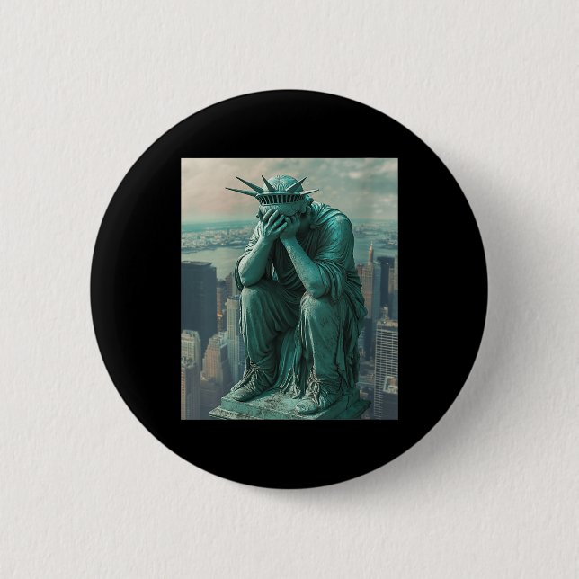Womens Statue Of Liberty Facepalm V-neck  Button (Front)