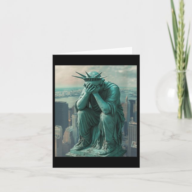 Womens Statue Of Liberty Facepalm V-neck  Card (Front)