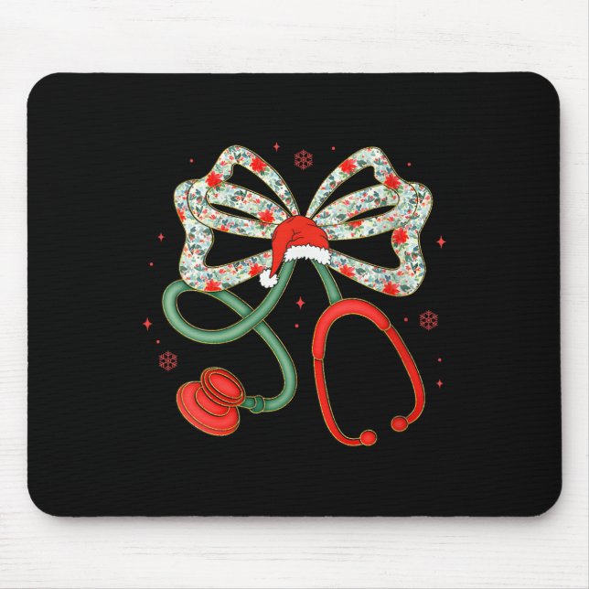 Womens Stethoscope Christmas Nurse Health Worker S Mouse Pad (Front)
