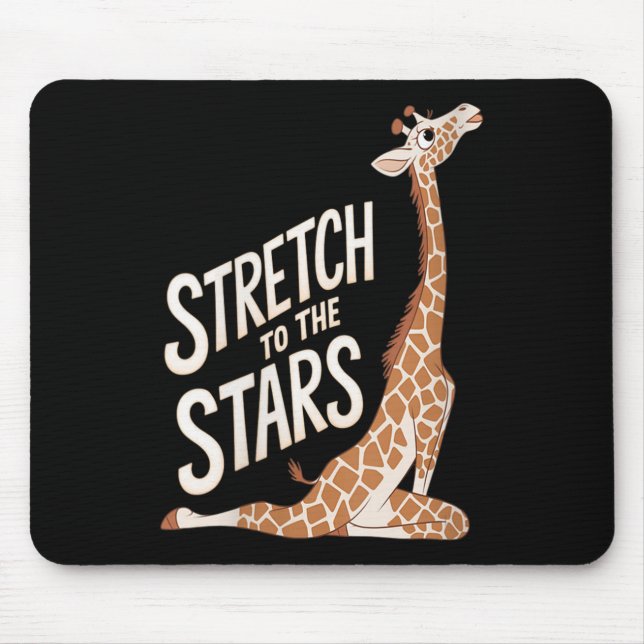 Womens Stretch Toward The Galaxy Sitive Yoga Giraf Mouse Pad (Front)
