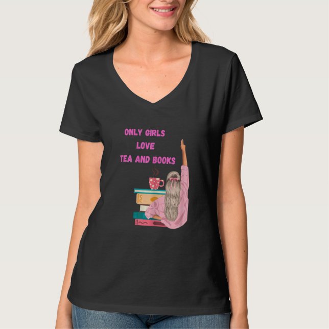 Womens Strong Girl - Funny Book & Tea Lover T-Shirt (Front)