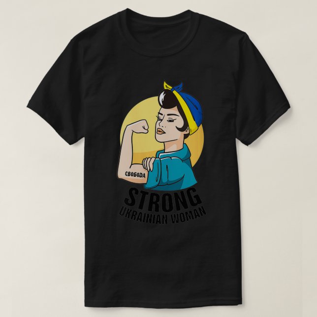 Womens Strong Ukrainian woman Ukrainian Flag Ukrai T-Shirt (Design Front)