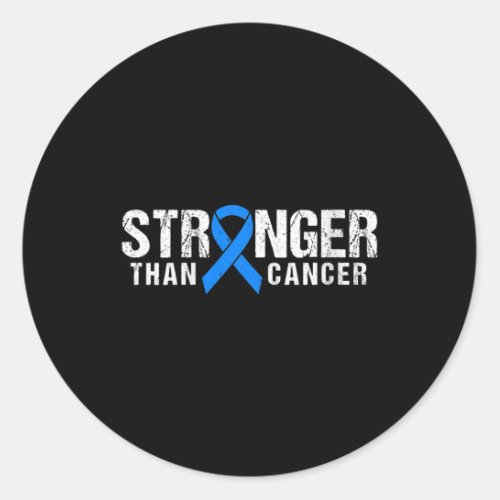 Womens Stronger Than Cancer Blue Ribbon Colon Canc Classic Round Sticker