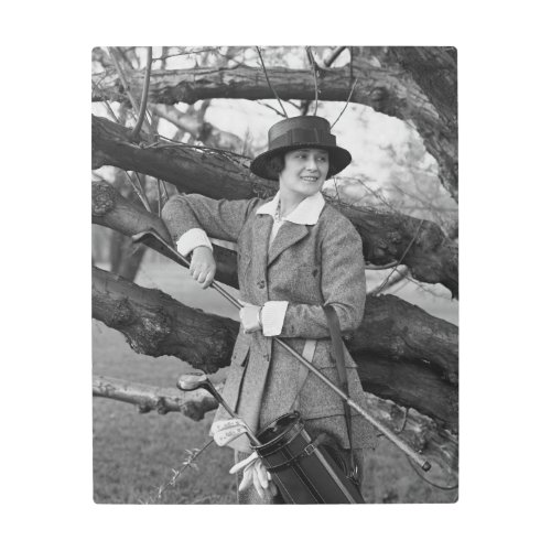 Womens Style in Golf Attire early 1900s Metal Print