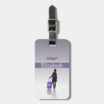 Womens Stylish Personalized Silhouette Luggage Tag by HotPinkGoblin at Zazzle