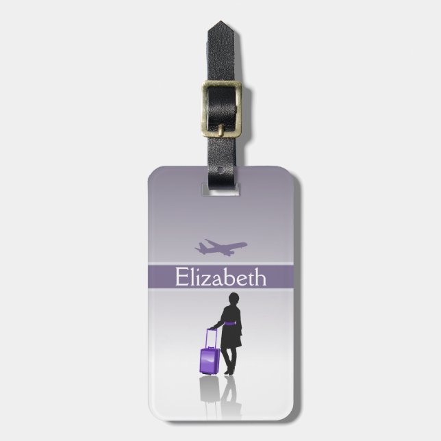 Womens Stylish Personalized Silhouette Luggage Tag (Front Vertical)