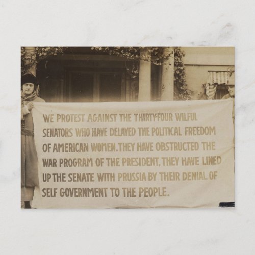 Womens Suffrage Banner in Washington DC 1918 Postcard