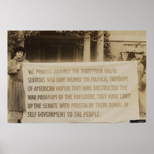 Women's Suffrage Banner in Washington D.C. 1918 Poster