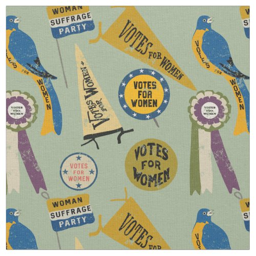 Womens Suffrage Movement Memorabilia Collage Print Fabric