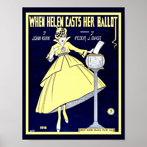 Womens Suffrage Sheet Music 1916 Cute Cover copy Poster
