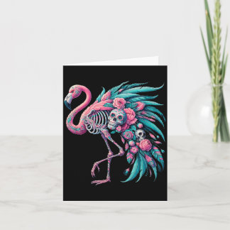 Womens Sugar Skull Mexican Flamingo Dia De Los Card