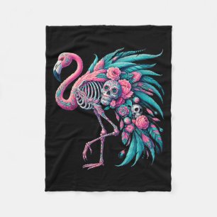 Womens sugar skull mexican flamingo dia de los fleece blanket