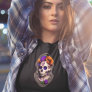 Womens Sugar Skull - Purple & Orangs Creepy Skull T-Shirt