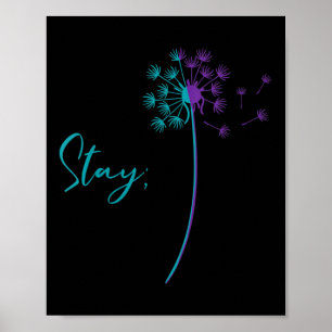 Womens Suicide Prevention Dandelion Teal And Purpl Poster