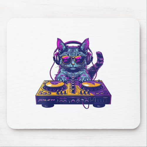 Womens Summer Cat Dj  Sunglass Hip Hop Headphone Mouse Pad