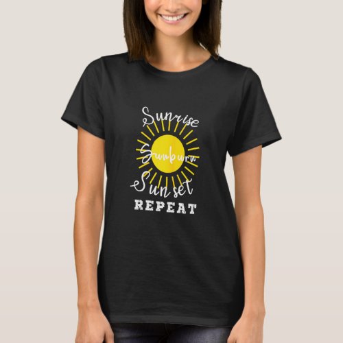 Womens Summer Graphic Sunrise Sunburn Sunset Repea T_Shirt