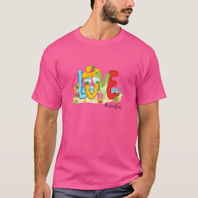 Womens Summer Love Omilife  Omi Love Beach Vacatio T-Shirt (Front)