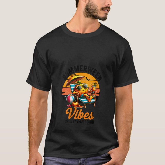Womens Summerween Vibes Pumpkin Year Round Hallowe T-Shirt (Front)