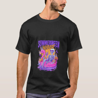 Womens Summerween Vibes Skeleton Pumpkin Spooky Va T-Shirt