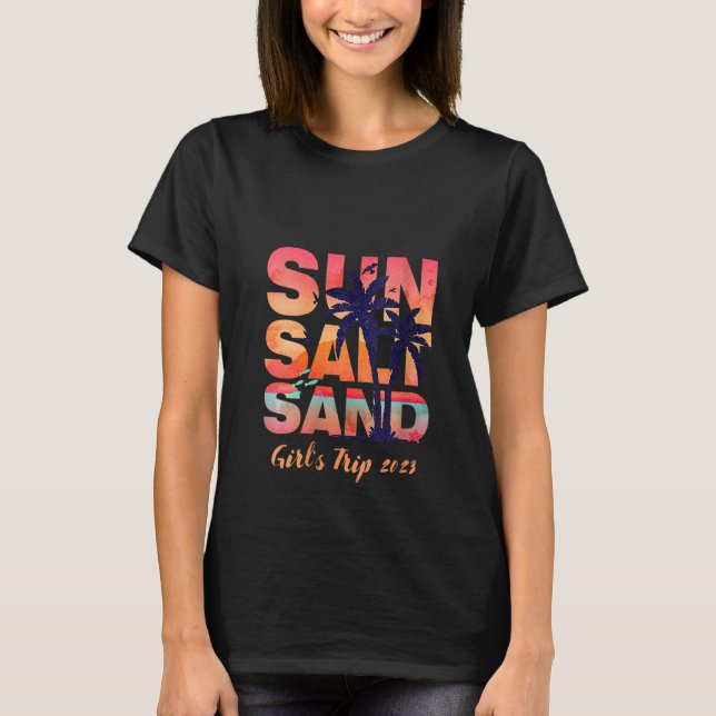 Womens Sun Salt Sand Summer Beach Lover Girls Trip T-Shirt (Front)