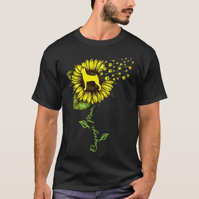 Womens Sunflower Basenji Mom Mom Dog Lover  T-Shirt (Front)