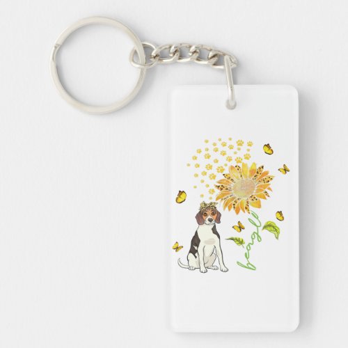 Womens Sunflower Beagle Mom Dog Lover Keychain