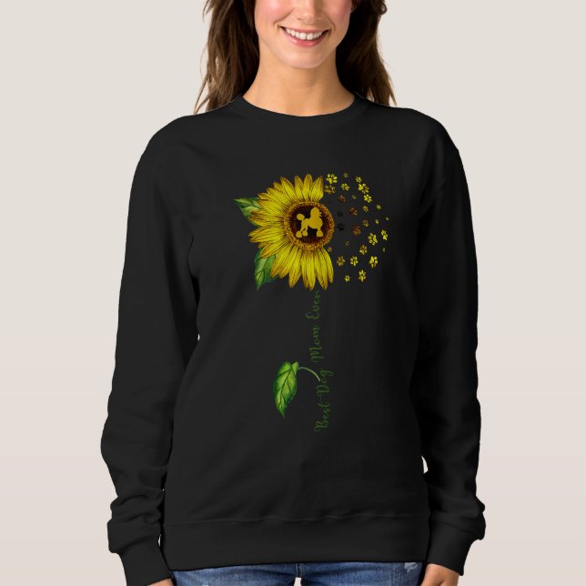 Womens Sunflower Best Dog Mom Ever  Poodle Dog Sweatshirt (Front)