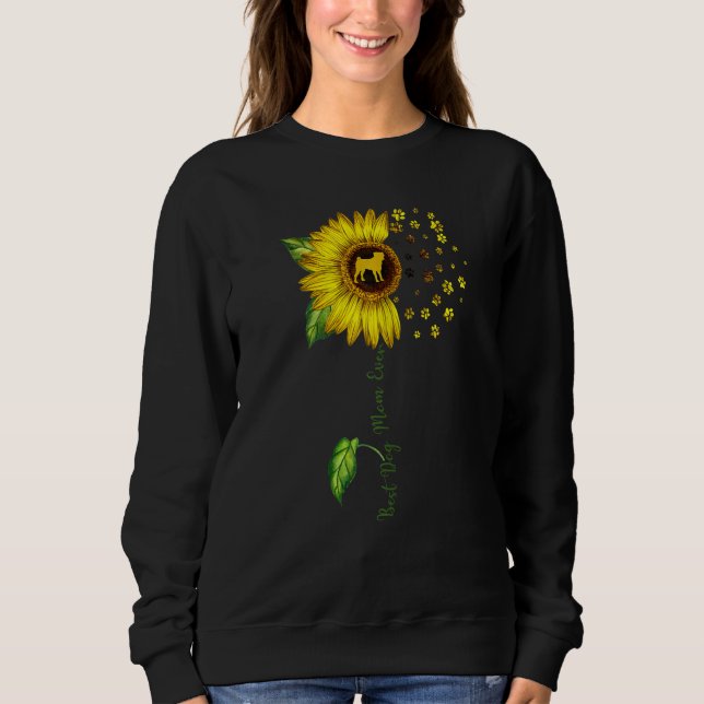 Womens Sunflower Best Dog Mom Ever  Pug Dog Sweatshirt (Front)