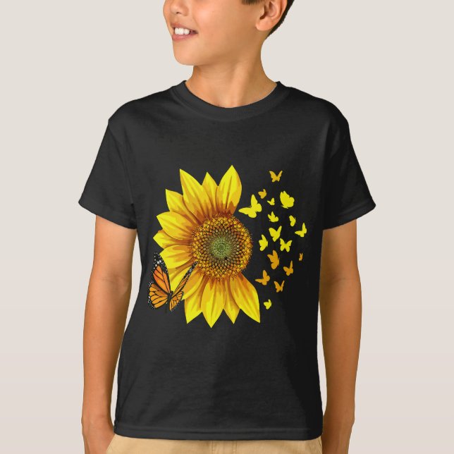 Womens sunflower butterflies  T-Shirt (Front)