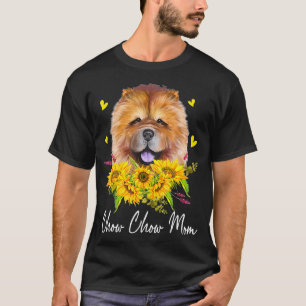 Womens Sunflower Chow Chow Mom Dog Lover Funny T-Shirt