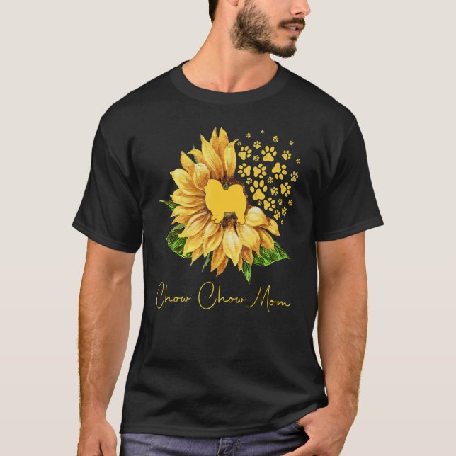 Womens Sunflower Chow Chow Mom Dog Lover T-Shirt (Front)