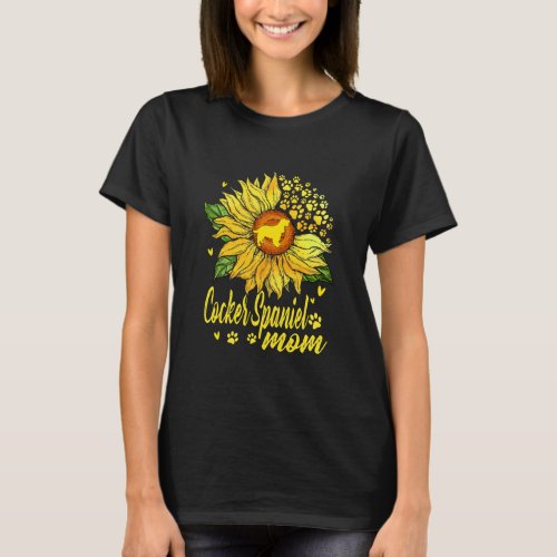 Womens Sunflower Cocker Spaniel Mom Dog Lover T_Shirt