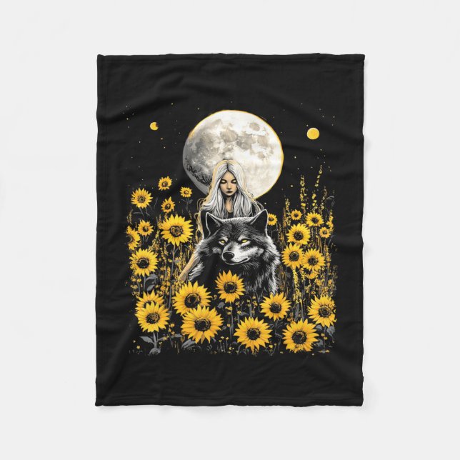 Women's sunflower designer  fleece blanket (Front)