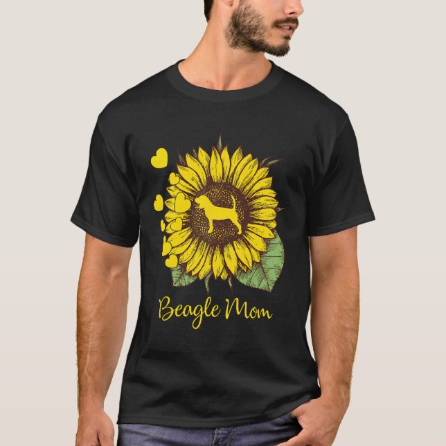 Womens Sunflower Dog Mom   For Beagle    T-Shirt (Front)
