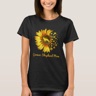 Womens Sunflower German Shepherd Mom Dog T-Shirt