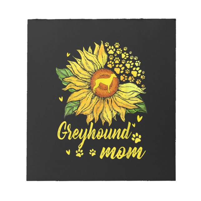 Womens Sunflower Greyhound Mom Dog Lover Gift Notepad (Front)