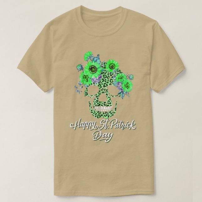 Womens Sunflower Leopard Cheetah Skull Print St Pa T-Shirt (Design Front)