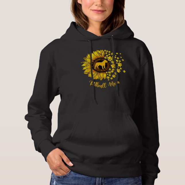 Womens Sunflower Pitbull Mom Dog Lover Hoodie (Front)