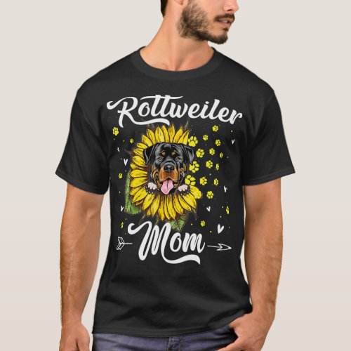 Womens Sunflower Rottweiler Mom Dog Lover Gift  T_Shirt